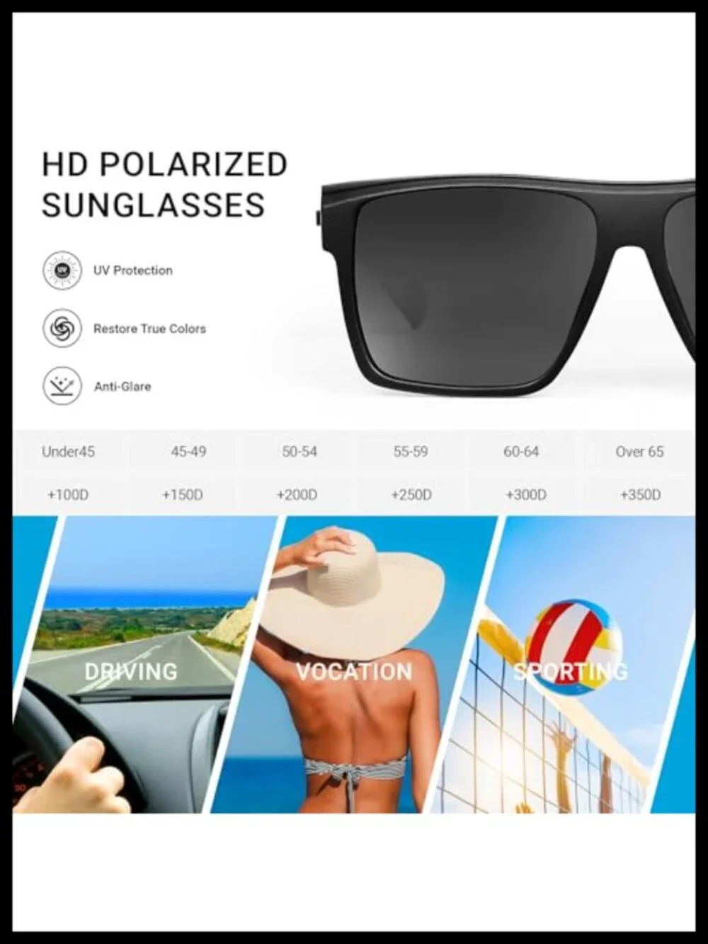 Retro Polarized Sunglasses Unisex Flat Top Square UV400